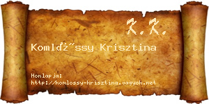 Komlóssy Krisztina névjegykártya
